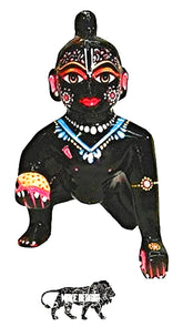 Ashtadhatu Laddu Bal Gopal Idol, Baby Krishna, Black, Brass, Thakur Ji Statue, God Shree Krishna | Traditional Style, Occasion - Decorative, Handmade, For Janmashatmi Pooja In Home Temple